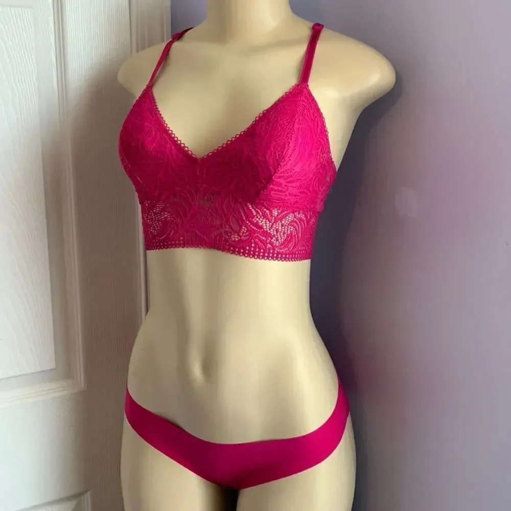 Auden Lace Lightly Lined Bralette Bra/ Panty Set XS